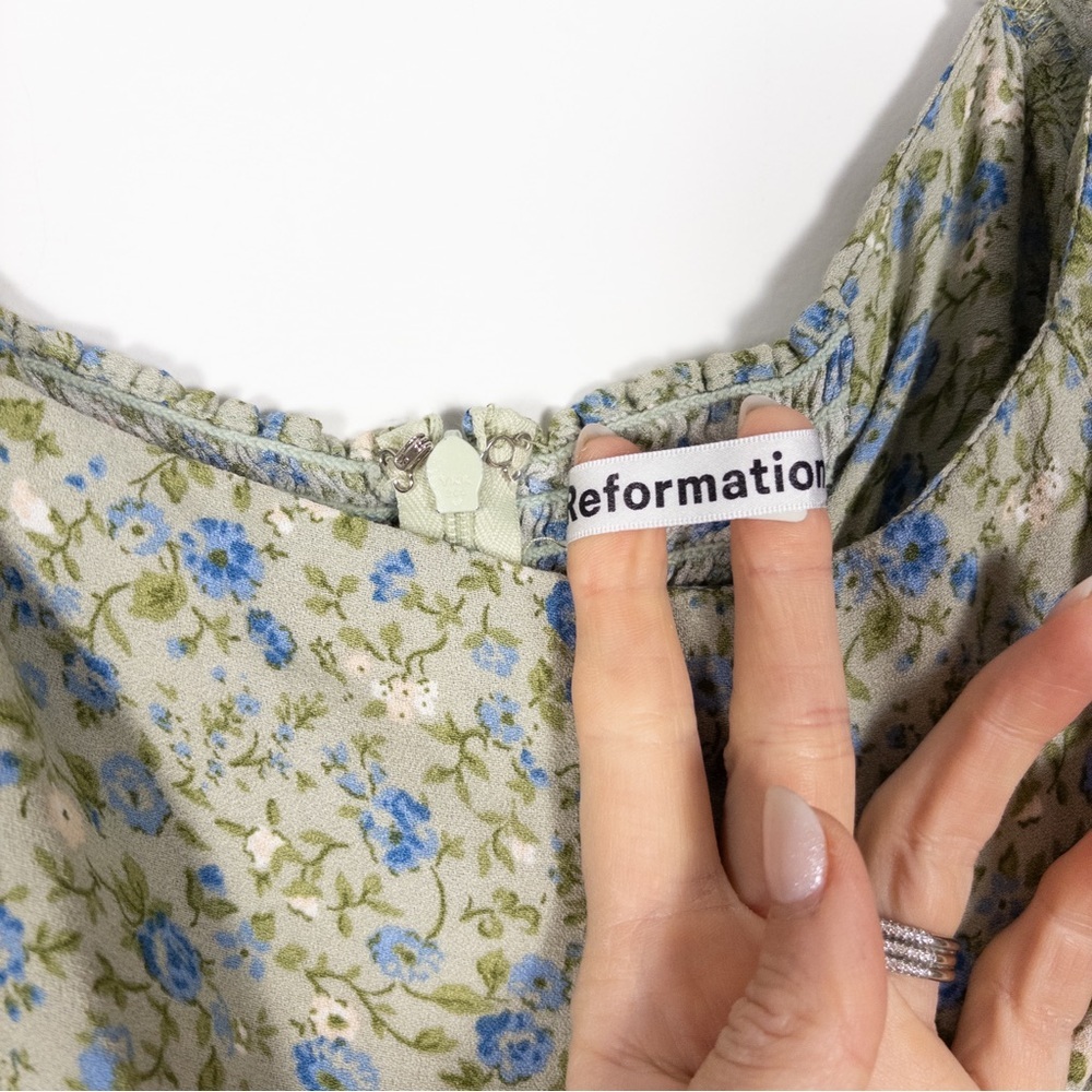 Reformation Sienne Green Floral Midi Dress - Picture 7 of 11